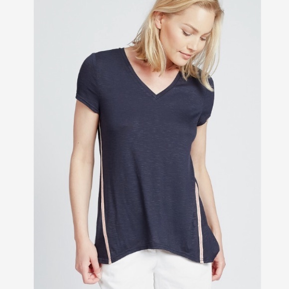 Summer & Sage Tops - Summer & Sage Aztec Trim Slub Tee